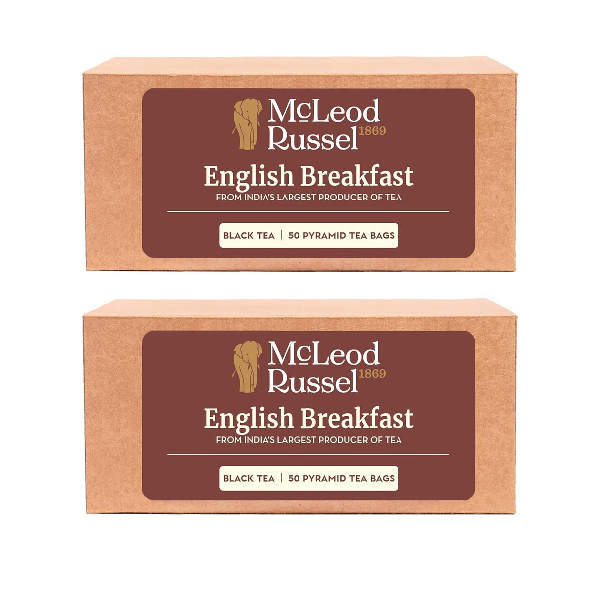 McLeod Russel 1869 English Breakfast Black Tea - Pack Of 2 X 100gm, 3.5 Ounce Each, 100 Pyramid Tea Bags | Strong & Robust Blend Daily Black Tea - Loose Leaf Black Orthodox | Low Caffeine