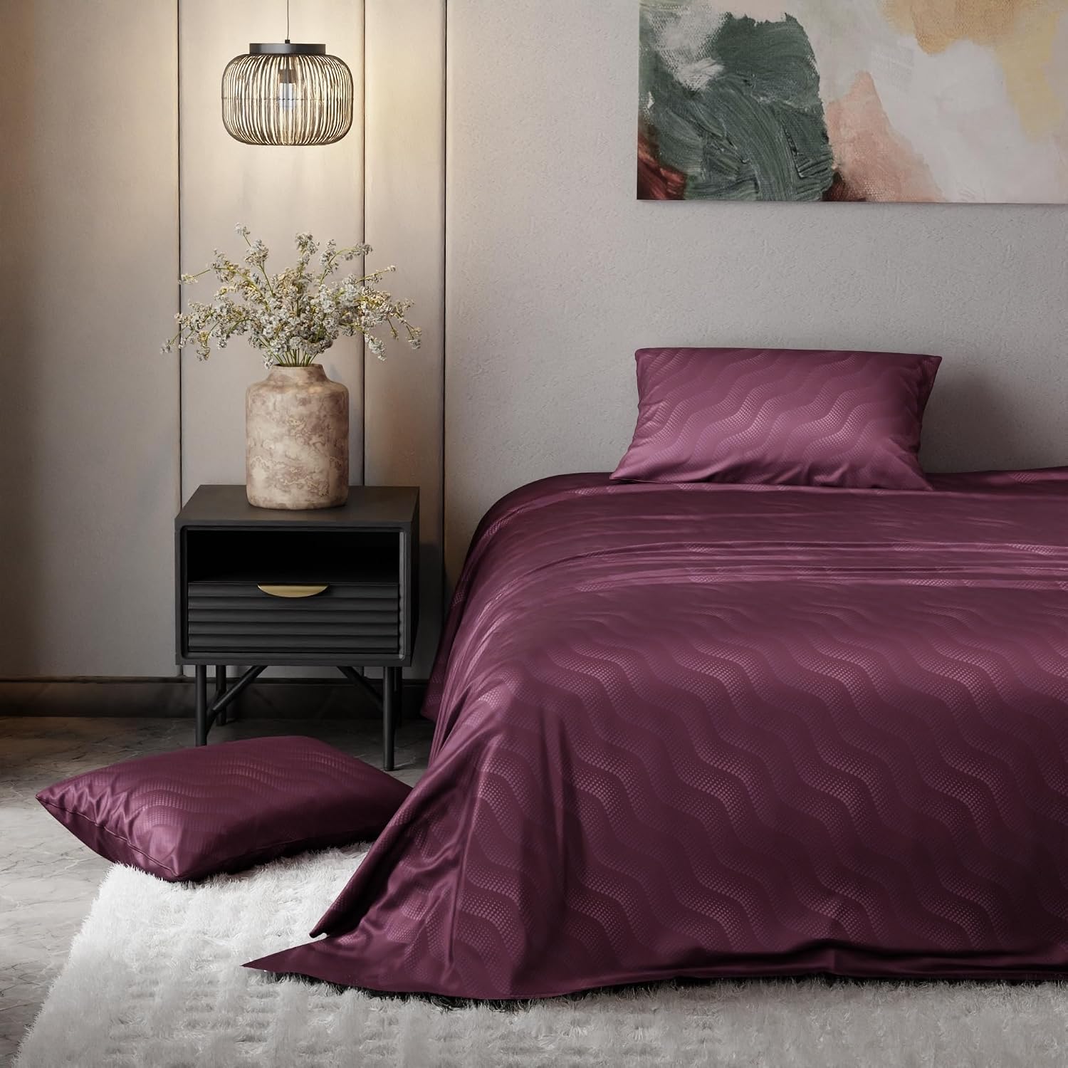 Super King Bedsheet With 2 Pillow Covers - 108 X 108 Inches, Maroon | Hypoallergenic, Breathable, Gentle On Skin & Hair, Fade & Wrinkle Resistant, Wedding Gift For Couples