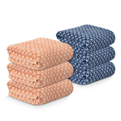 Heart Home Microfibre Bath Towel 1680 Gsm | Quick Dry Absorbent Gym Sweat Workout & Shower Body Towel - Golden & Blue (6 Pcs)