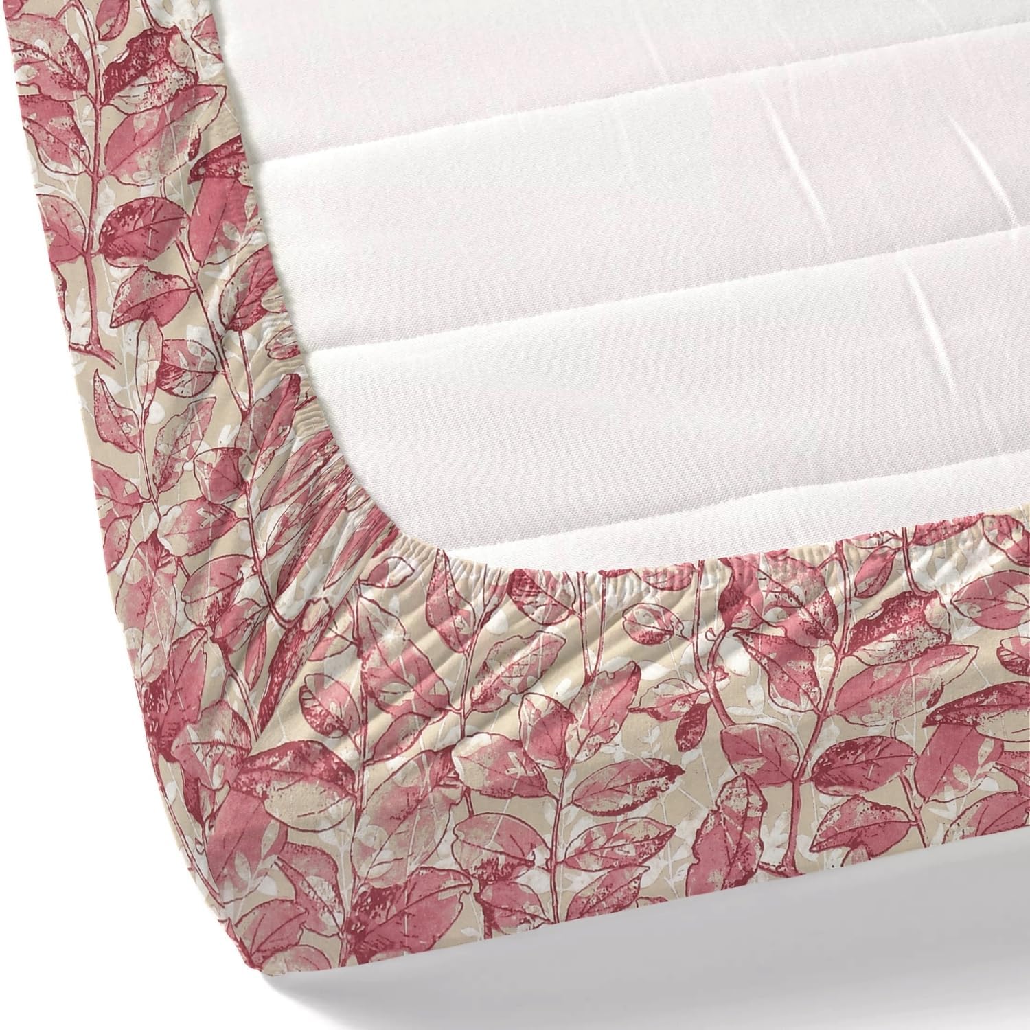 King Size Bed For Elastic Fitted Bedsheet With 2 Pillow Covers | 72 X 78 X 10 Inches, Cream & Blush | Softness, Durability & Comfort | Perfect For Everyday Use
