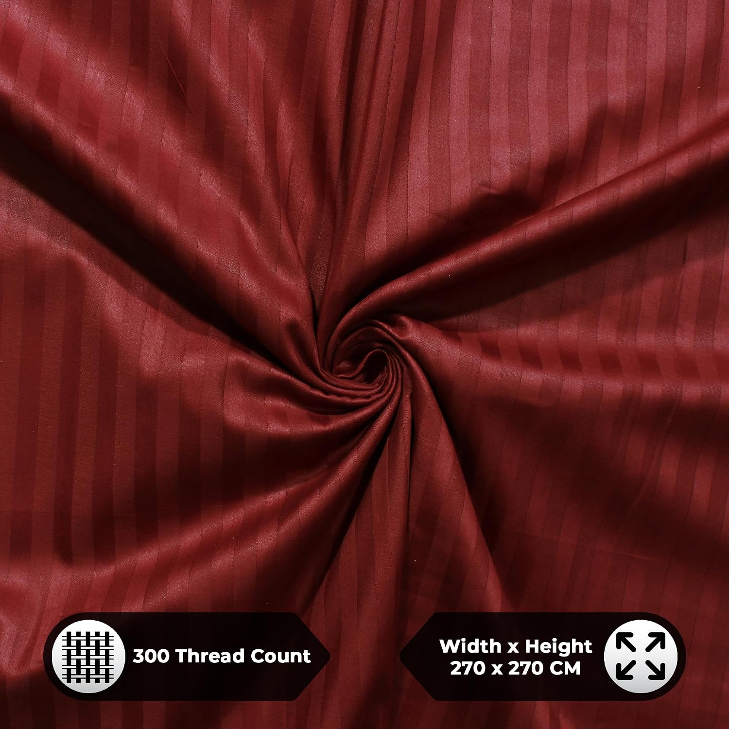 Cotton Satin King Size Bedsheet With 2 Pillow Covers - 108 X 108 Inches, Maroon | Super Soft Luxury Solid Bed Sheet For Home Decor