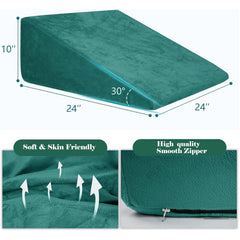 Wedge Pillow, Back Support Pillow For Neck Pain, Medium Firm, Green Color | Pillow For Headaches, Reflux, Shoulders, Back Pain & High Resilience, Velvet Fabric, Adjustable Pillow - Pack Of 1
