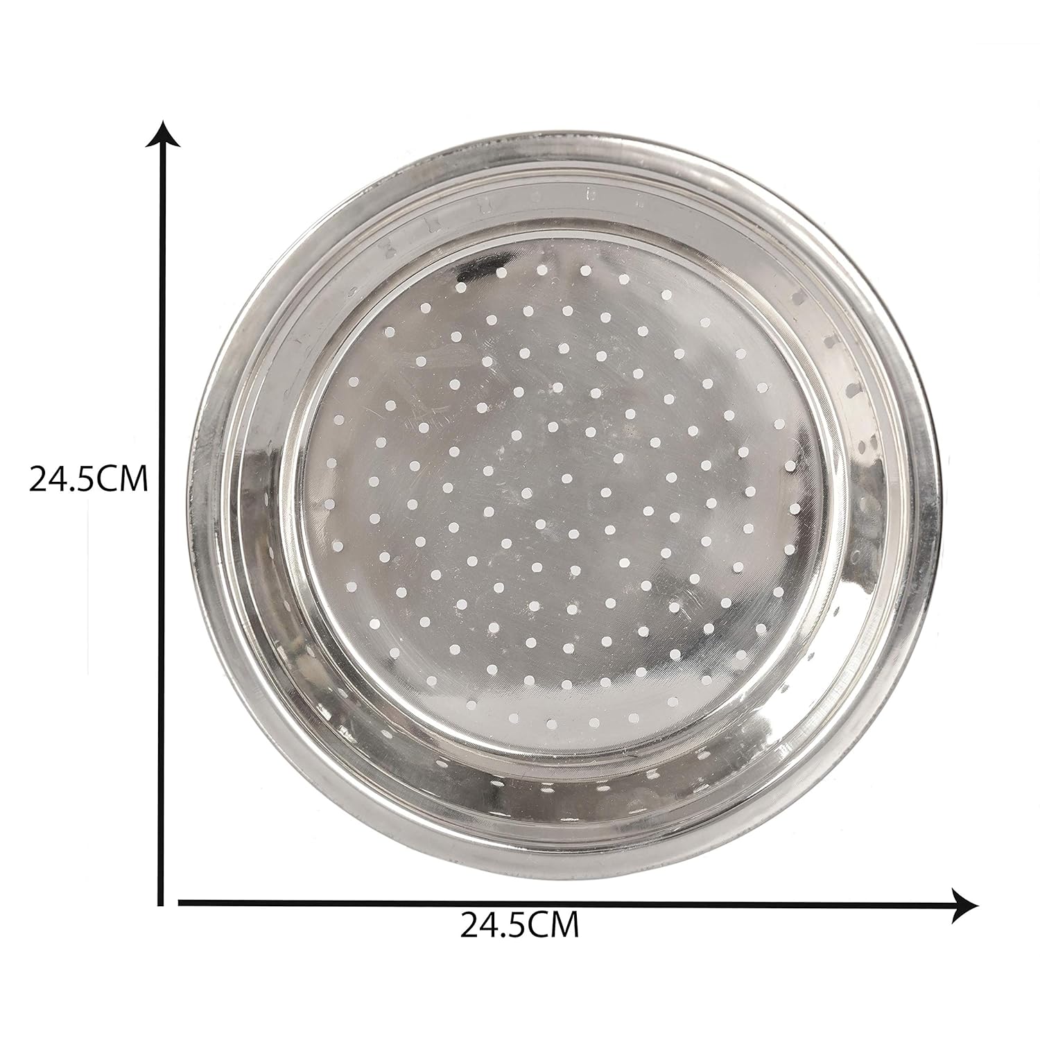 Silver Stainless Steel Rice Strainer, 24cm | Sieve, Chalni, Chalna For Wheat, Rice, Etc. - Can Be Use As Fruit Basket, Vegetable Basket, Food Strainer