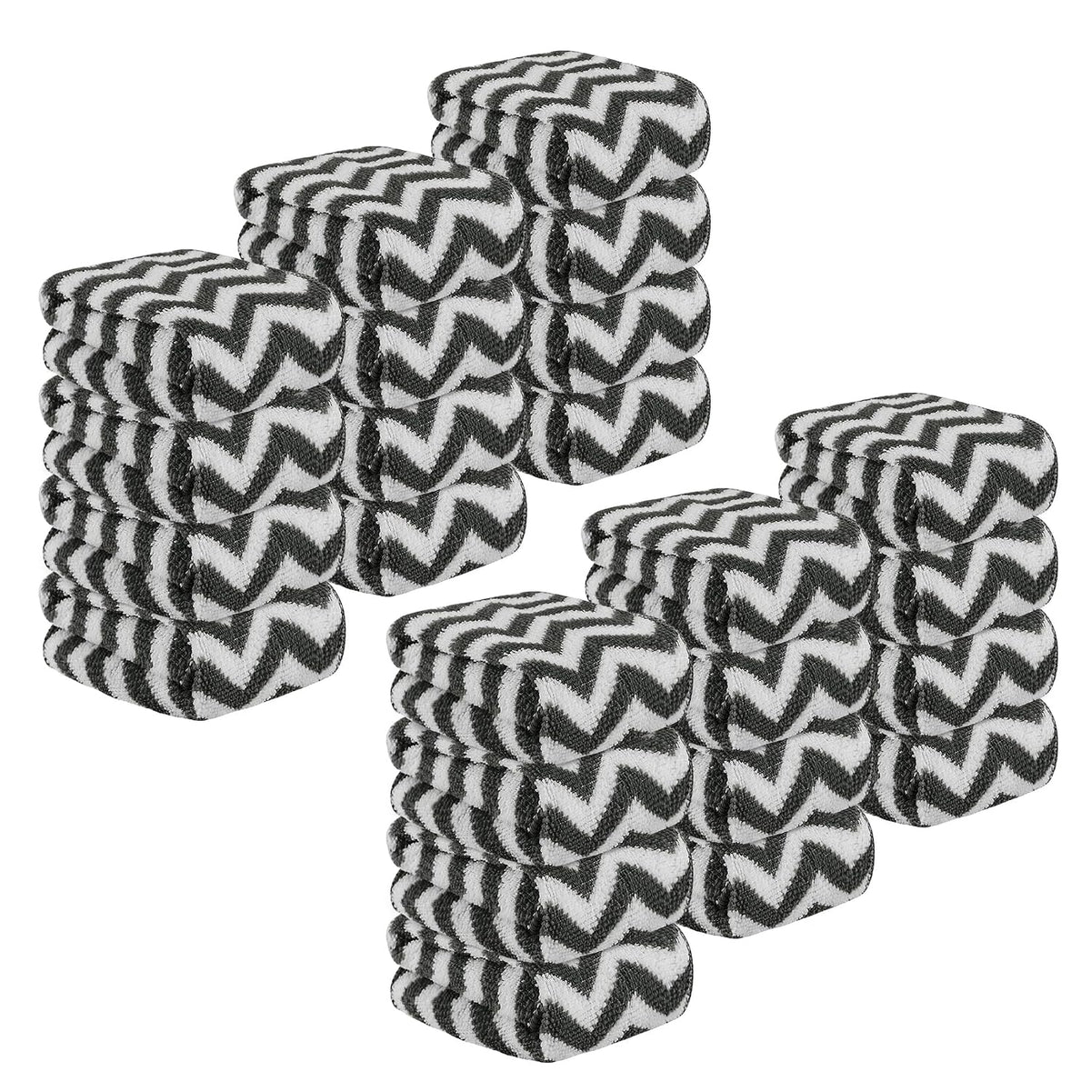 Kuber Industries Super Absorbent & Reusable Microfibre Face Towel 1800 Gsm (Zig Zag Grey) - Pack Of 24