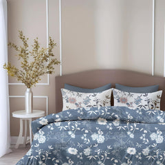 100% Pure Cotton Bedsheet For Double Bed With 2 Pillow Covers - 88 X 90 Inches, Blush Blue | Soft & Breathable Fabric | Comfortable For Daily Use