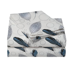 Printed King Size Bedsheet With 2 Matching Pillow Covers - 90 X 90 Inches, White & Teal | Durable & Long-Lasting | Naturally Soft, Breathable, & Skin-Friendly