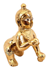 Lord Laddu Gopal Ji God Idol, Gift Item, Gold, Pure Brass Idol, All Occasion, Antique Look, Ideal For Puja, Prayer, Auspicious Occasions & Festivals Of India, Krishna Statue
