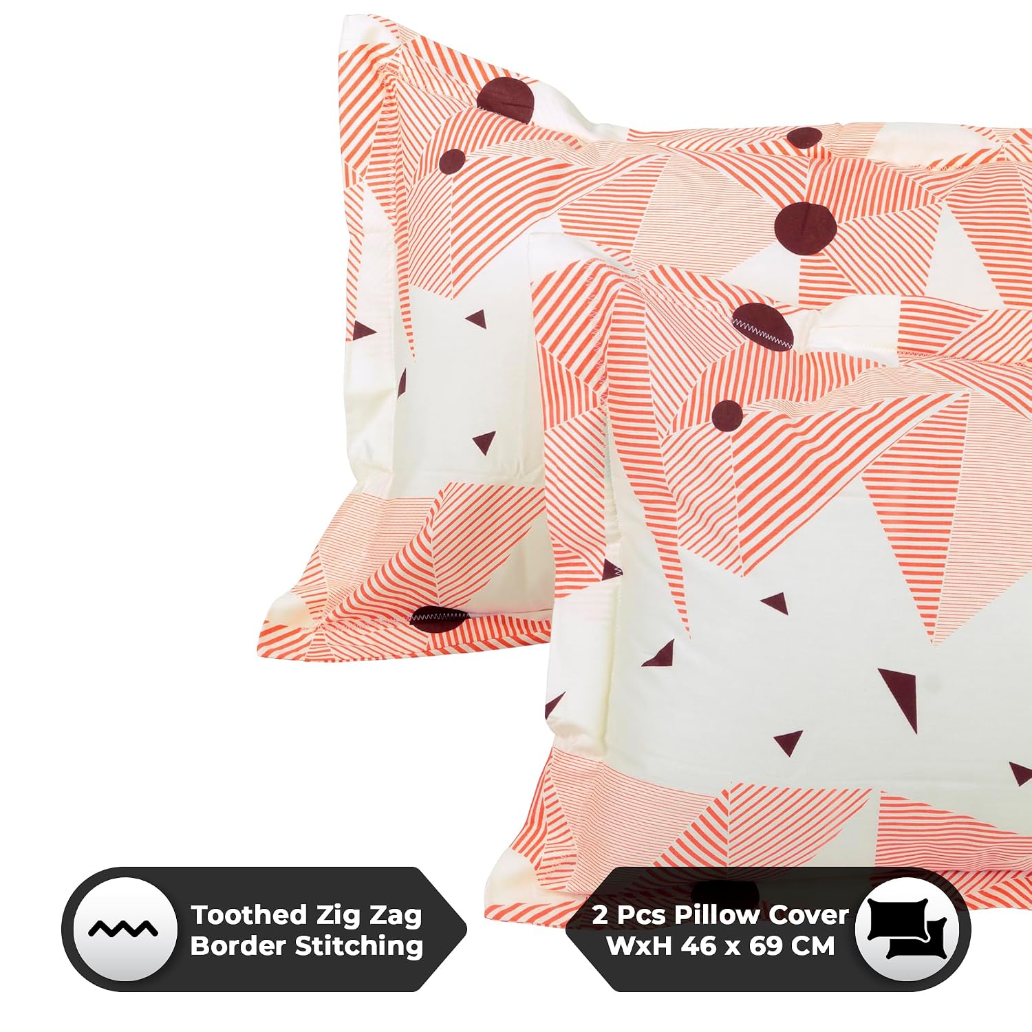 100% Cotton Double King Size Bedsheet With 2 Pillow Covers - 88 X 106 Inches, Pink & White | Soft & Durable For Everyday Use - All Season Comfort
