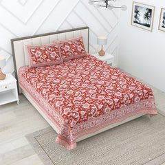 King Size Bedsheet With 2 Pillow Cover - 90 X 108 Inches, Red & White | Light Weight & Easy To Wash At Home | Resistant For An All-Season Use