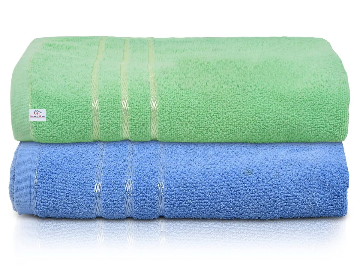 Kuber Industries Premium Bath Towel 1000 Gsm | Super Soft, Fluffy & Absorbent Cotton Bath Towel Perfect For Daily Use (Green & Blue) - Pack Of 2