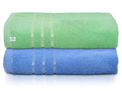 Kuber Industries Premium Bath Towel 1000 Gsm | Super Soft, Fluffy & Absorbent Cotton Bath Towel Perfect For Daily Use (Green & Blue) - Pack Of 2