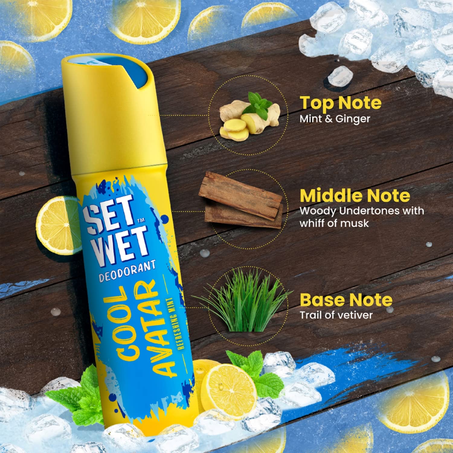 Set Wet Combo Of 3 Deodorant Spray Perfume Cool + Charm + Mischief Avatar For Men 150ml Each 5 Fl.oz.