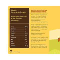 100% Pure Desi Cow Ghee By Earth Story Farms | Naturally Desi Cow Bilona Method Desi Ghee Good For Parathe | (500ml) 16.9 Ounce | Jar Pack