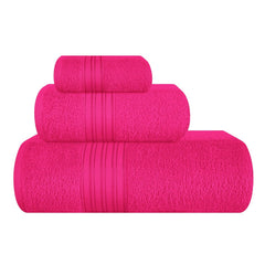 Boutiquo 100% Cotton Bath, Hand & Face Towel 900 Gsm | Eco-Friendly Towels For Men & Women, Ultra Soft & Highly Absorbent - Hot Pink (Pack Of 3)
