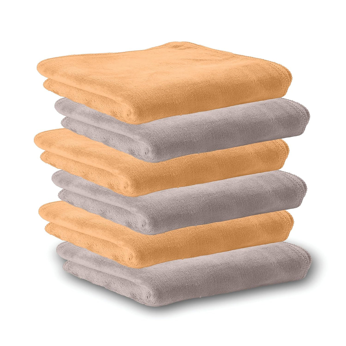 Housse Microfiber Hand Towel 1200 Gsm | Premium Quality Towels Ultra Absorbent & Anti-Bacterial For Gym (Atmosphere & Prairie Sand) - Pack Of 6