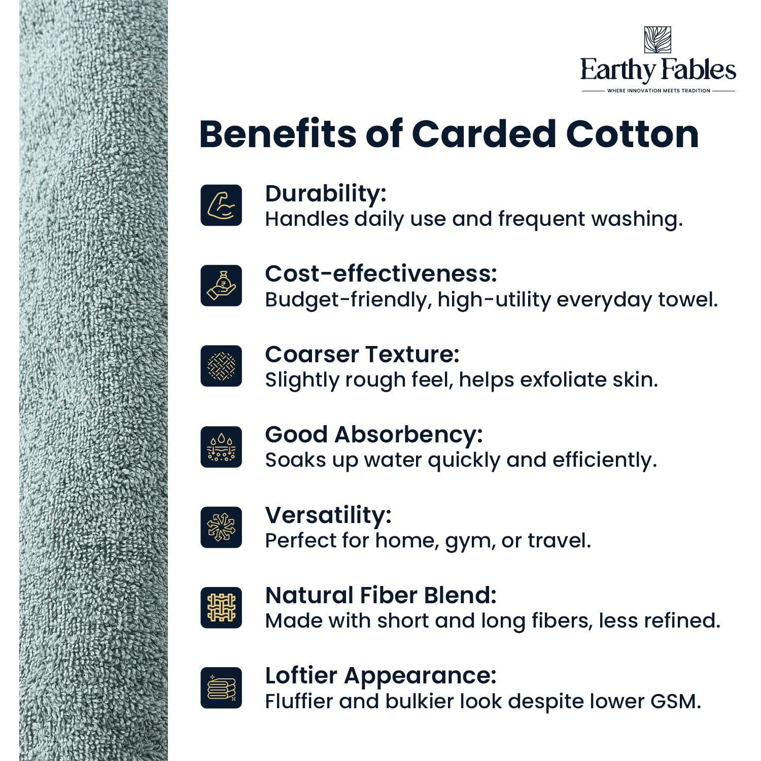 Earthy Fables Airlux Bath Towel 500 Gsm | Pure Carded Cotton, Soft, Absorbent, Quick Dry & Skin-Friendly Towel (Seafoam)