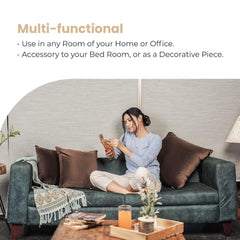 Microfiber Square Pillow, Cushion For Sofa, Car & Decoration, Brown, Size - 12 X 12 Inch | Throw Pillow, Back & Neck Support, Hypoallergenic, Washable, Brown Velvet Cover - Pack Of 5