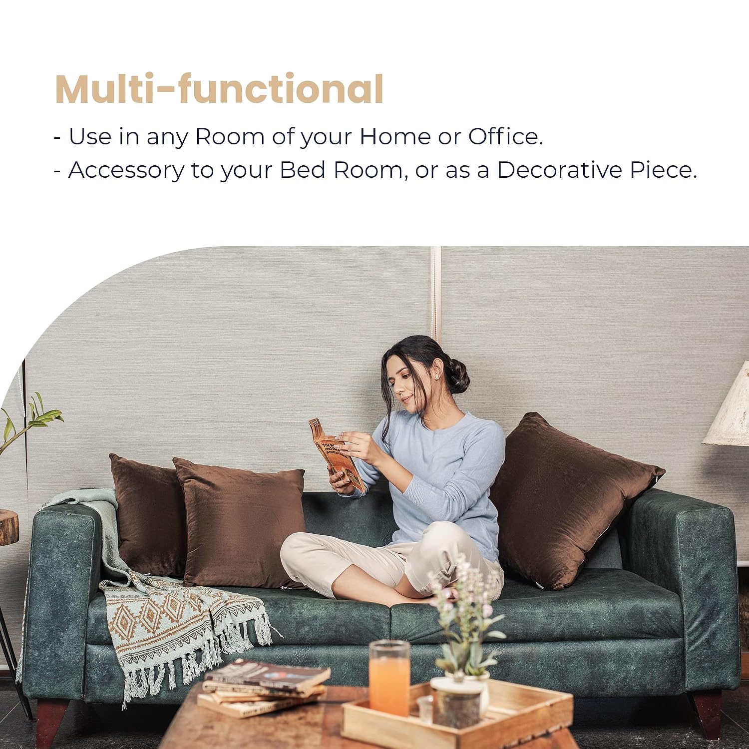 Microfiber Square Soft Pillow Cushion For Sofa & Bed, Brown - 16 X 16 Inch | Fluffy For Comfort & Back Support | Hypoallergenic, Washable | Premium Velvet Outer Cover With Zip - Pack Of 5