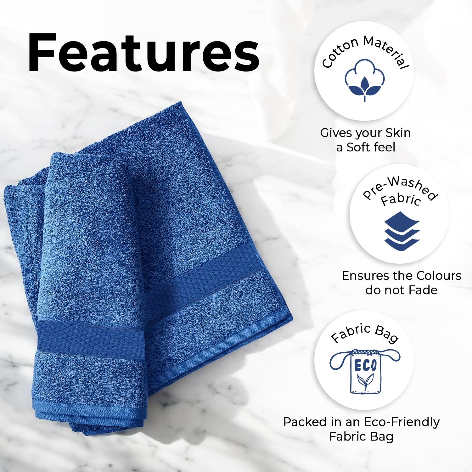 Avni Home Cotton Bath Towels 500 Gsm | Towels For Bath Large Size Extra Soft & Absorbent Bath Towel For Men & Women (Blue)