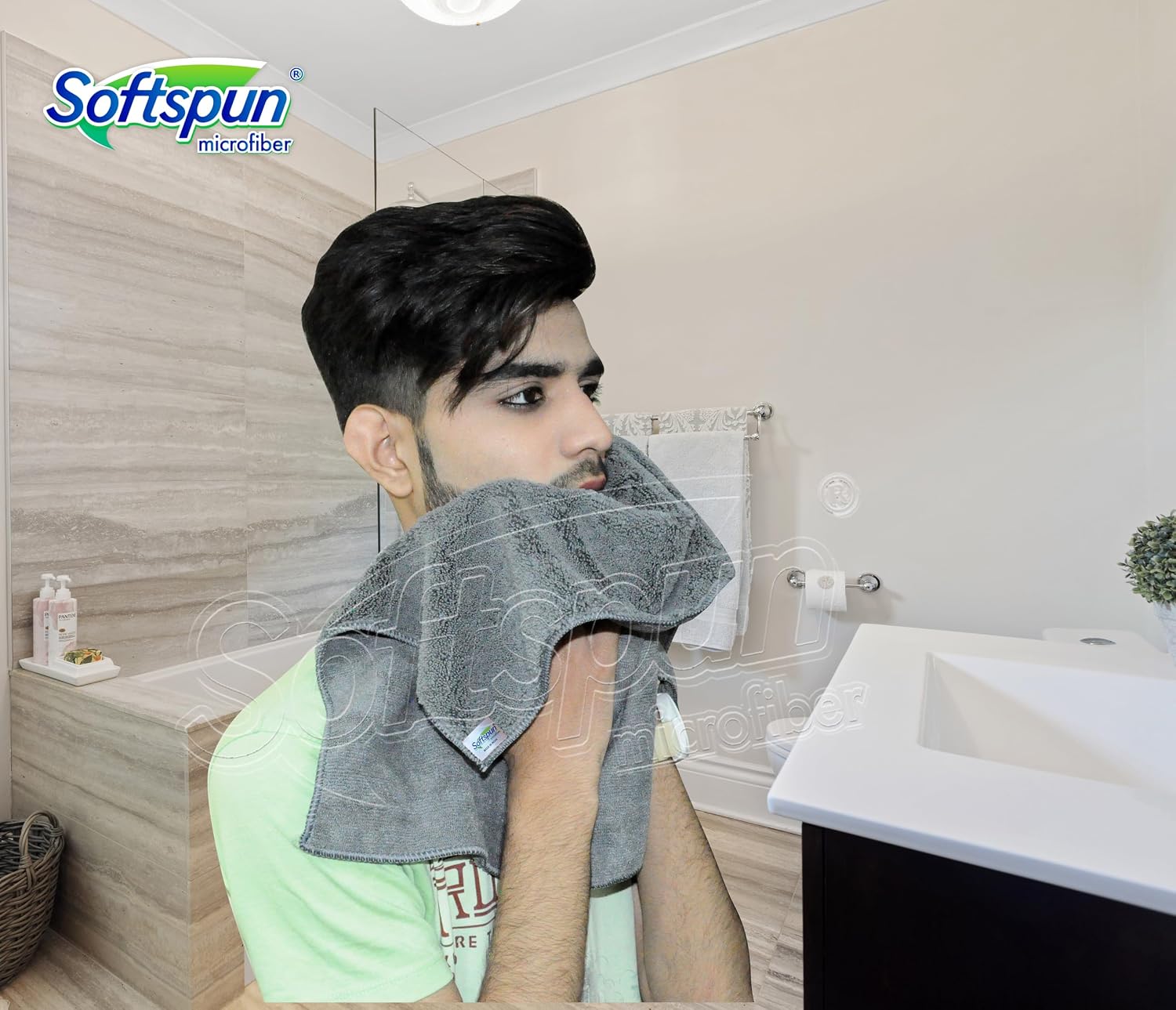 Softspun Microfiber Towels 380 Gsm | High Loop Gym & Sports For Men & Women Fast Drying Super Absorbent Lightweight (Grey)