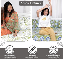 Combo 2 Single Bedsheet With 2 Pillow Cover - 57 X 87 Inches, Multicolor | 144 Thread Count Lightweight, Soft, Skin Friendly - Everyday Use Cotton Bedsheet