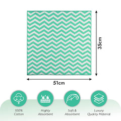 Kuber Industries Super Absorbent & Reusable Microfibre Face Towel 900 Gsm (Zig Zag Green) - Pack Of 6