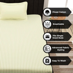 Luxurious Single Bedsheets With 1 Pillow Cover - 61 X 88 Inches, Off White | Lightweight & Breathable - Perfect For Home, Guest House, Hotel