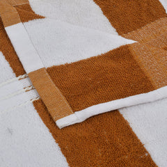 Kuber Industries Lining Design Soft Cotton Bath Towel 400 Gsm - Brown & White (Pack Of 1)