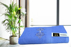Comfigifts 100% Cotton 2 Bath & 2 Hand Towels 1400 Gsm | Soft, Absorbent, Lightweight Towels With Computerized Embroidery (Light Blue D1)