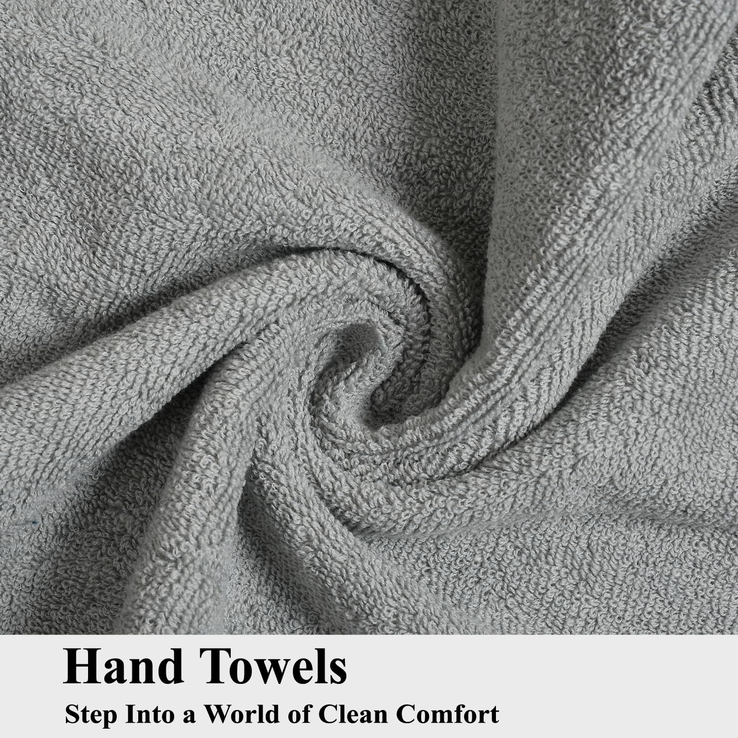 Fresh From Loom Luxury Fur Collection Hand Towel 500 Gsm Napkins Cotton High Absorbency Double Stitched Size (Grey) - Set Of 2