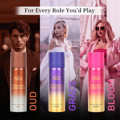 French Essence Deodorant Spray Perfume/deodorant For Women/Women Deo/ Body Spray Long Lasting Fragrance, Fresh Scent Deo,  Pack Of 3 X 50ml, 1.7 Fl.oz. Each Bloom, Oud And Aura