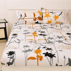 100% Cotton Elastic Fitted Double Size Bedsheet 2 Pillow Cover - 88 X 100 Inches, White | Perfect For Festive Gifting | Durability & Long-Lasting Use