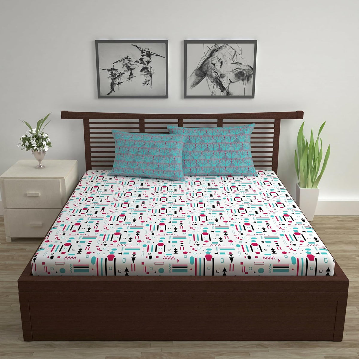 100% Cotton Double Bedsheet With 2 Pillow Cover - 87 X 100 Inches, Multicolor | Lightweight, Soft, Skin Friendly - Durable Bedsheets For Everyday Comfort