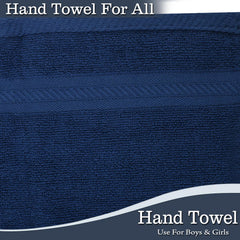 Fresh From Loom Luxury Fur Collection Hand Towel 500 Gsm Napkins Cotton High Absorbency Double Stitched Size (Blue) - Set Of 6