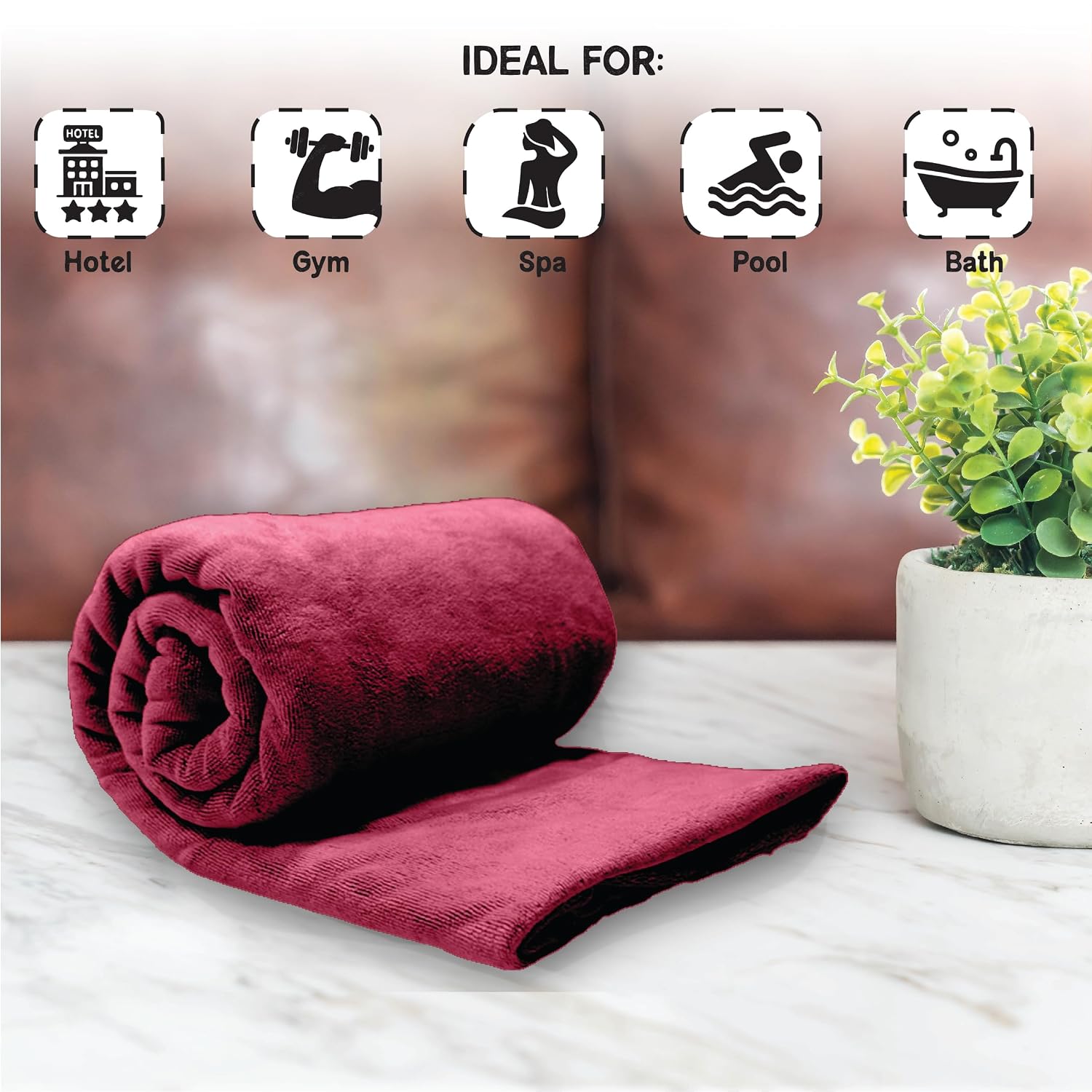 Housse Premium Microfiber Bath Towel 550 Gsm | Extra Large Quick Dry Towels For Women & Men | Super Soft Plush | Ultra Absorbent For Home Swimming Sports & Travel (Red Plum)