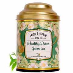 San-Cha Healthy Detox Green Tea - 25 Biodegradable Tea Bags | Fresh & Vegetal Notes - Environment Friendly & Made In Corn Fiber | Low Caffeine
