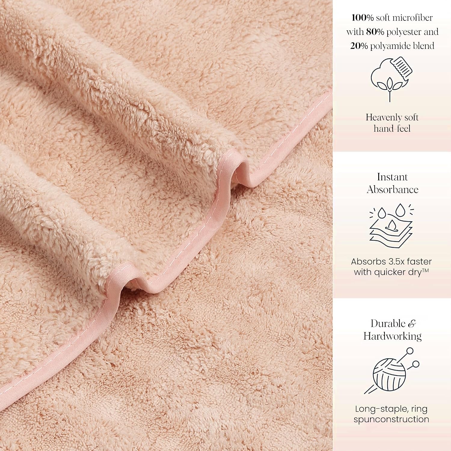 Enrich Homes Microfiber Bath Towels 450 Gsm | Large Size Super Soft Towel For Women & Men (Light Saffron)- 1 Pcs