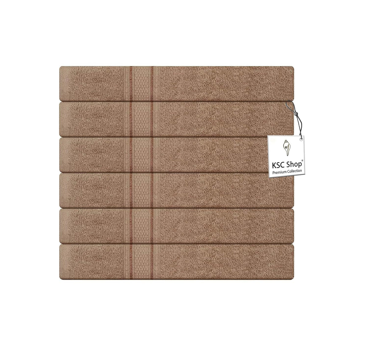 Ksc Shop Premium Luxury Cotton Face Towel 900 Gsm | Ultra Soft Highly Absorbent Face Towel (Cafe Brown) - Pack Of 6