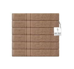 Ksc Shop Premium Luxury Cotton Face Towel 900 Gsm | Ultra Soft Highly Absorbent Face Towel (Cafe Brown) - Pack Of 6