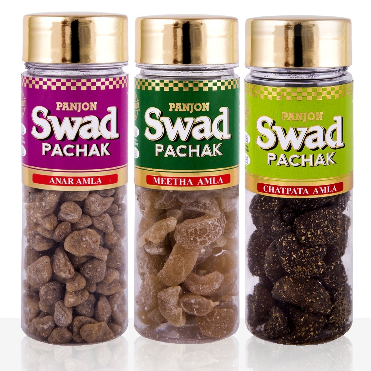 Panjon Swad Meetha Amla, Chatpata Amla & Anar Amla Mukhwas 330gm, (110gm *3 Bottles)