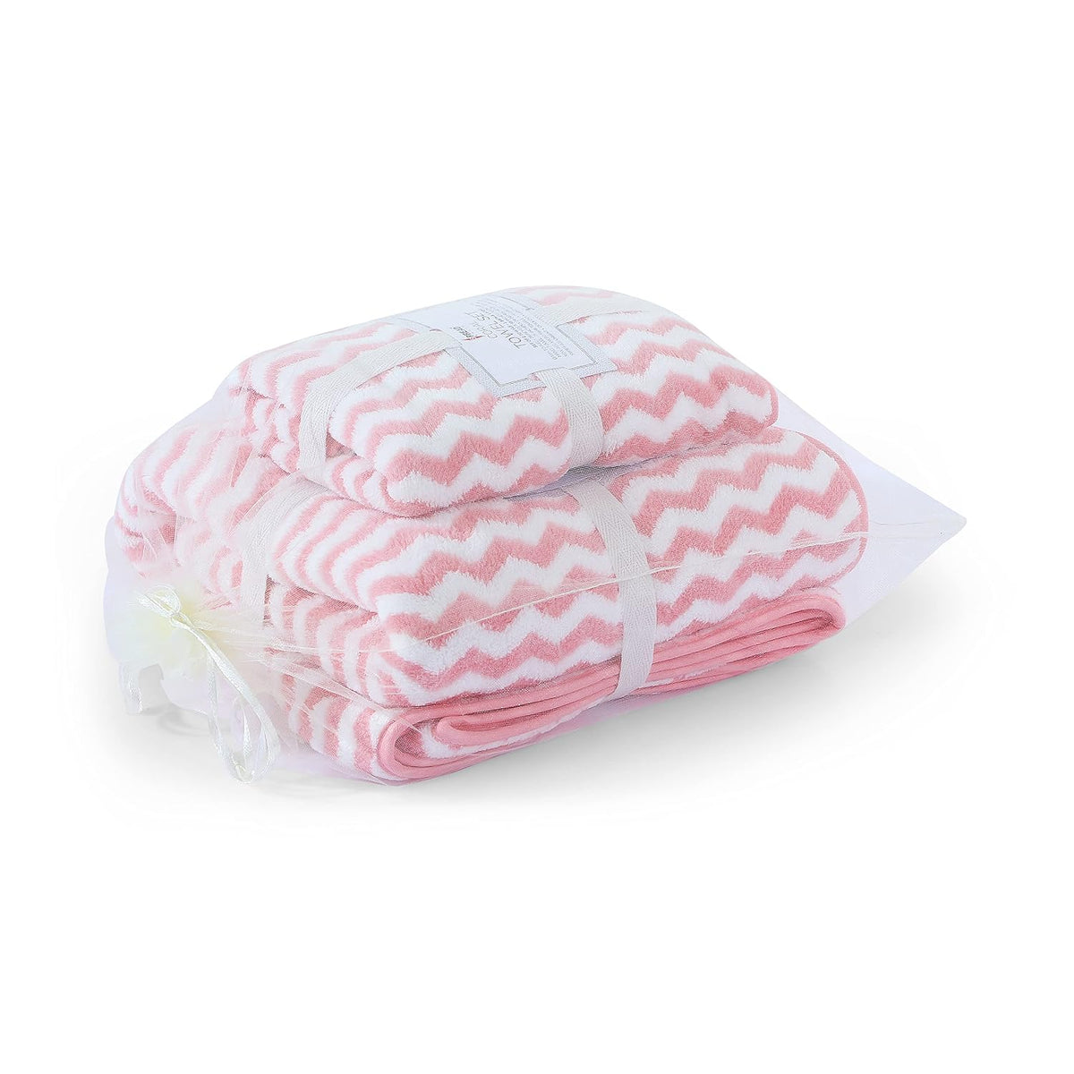 Spread Spain Microfiber Wave Coral Face & Bath Towel 900 Gsm | Quick-Drying & Ultra Absorbent Towel Set For Anniversary & Wedding Gift - Pink (Pack Of 2)