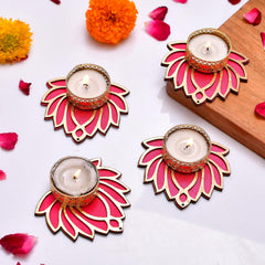 LOTUS TEALIGHT CANDLE HOLDER SET OF 4 | PERFECT FOR NAVRATRA DECORATION