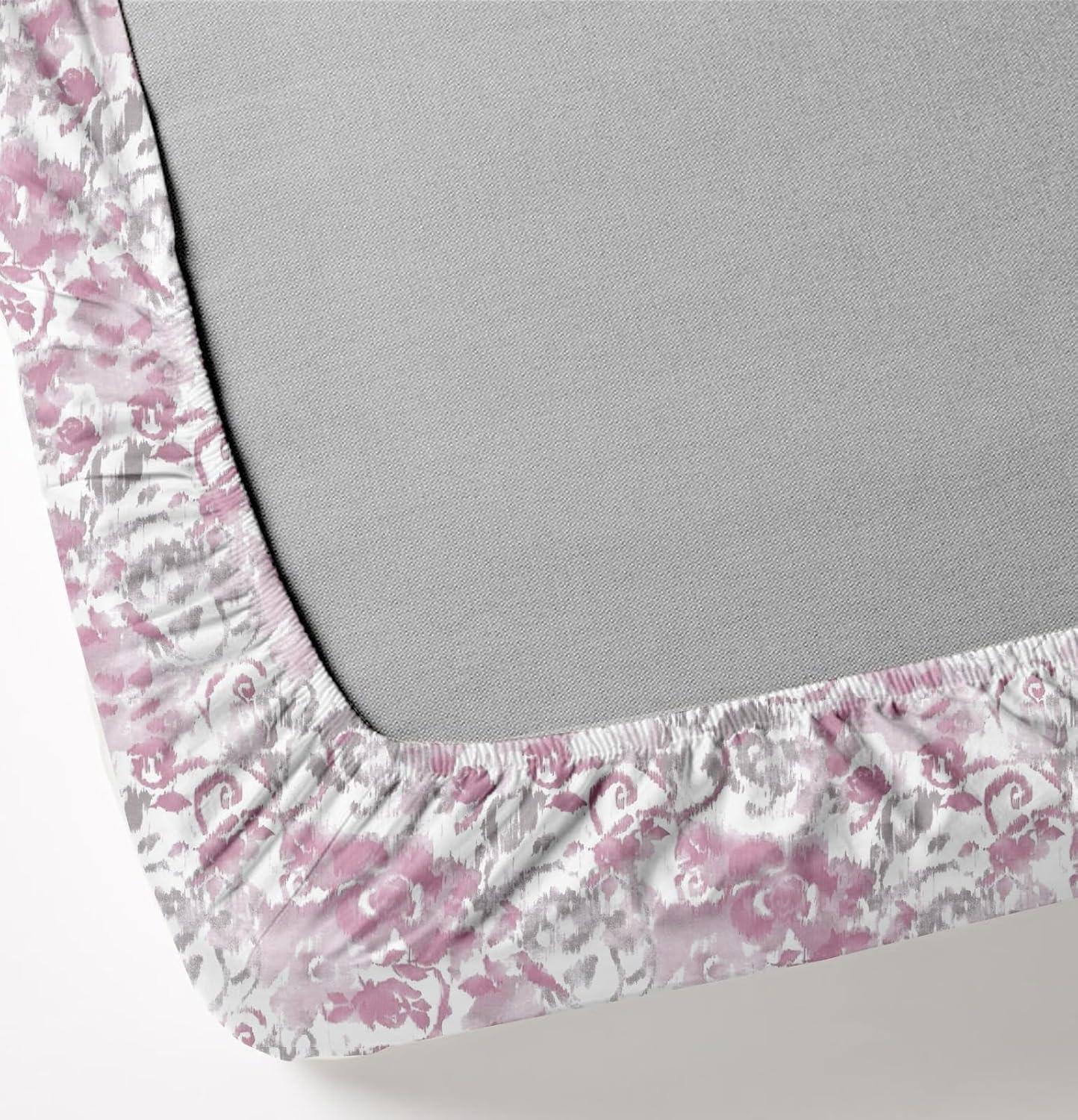 King Size Fitted Bedsheet With 2 Large Pillow Covers - 108 X 108 Inches, Pink & White | Soft, Breathable & Durable | Wrinkle Resistant