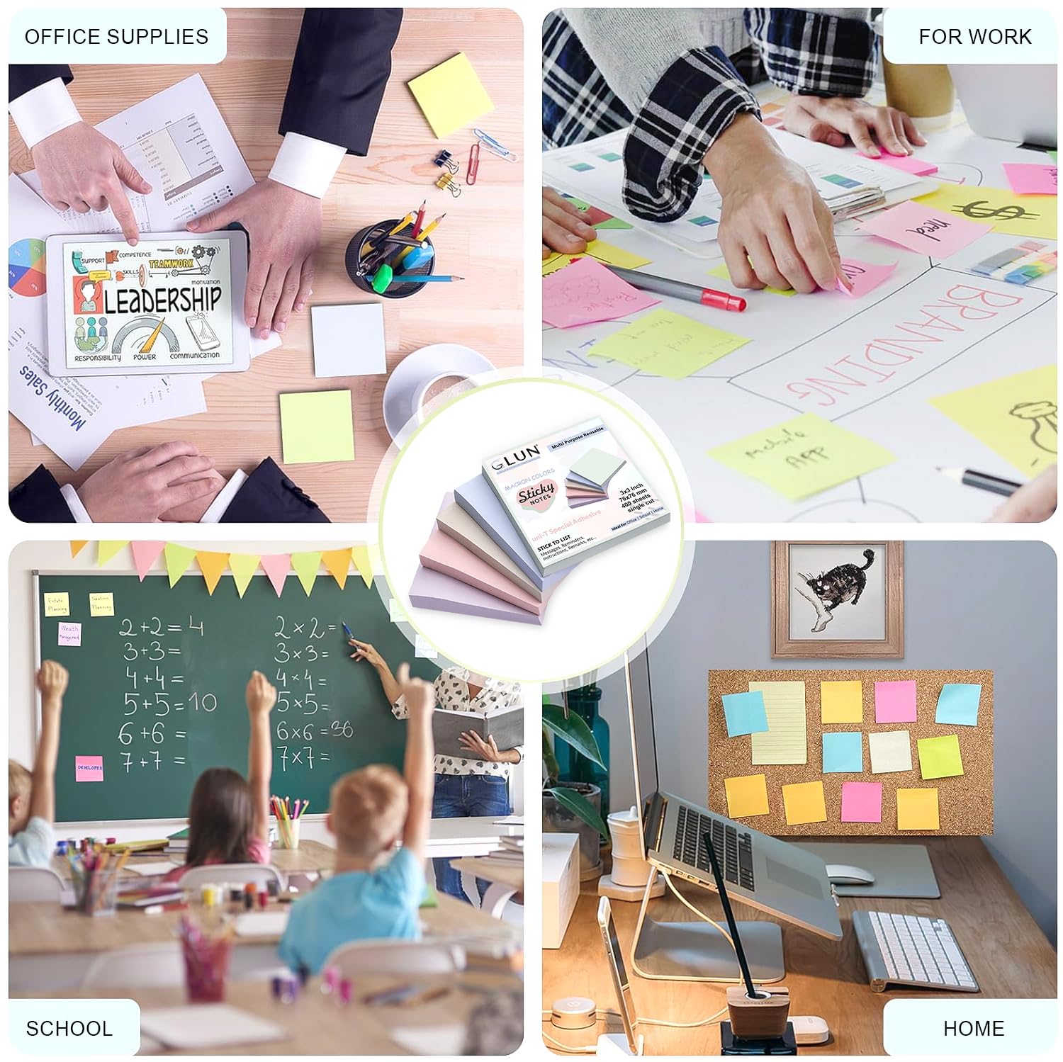 400 Sheets Macaron Sticky Notes Cube – Self-Adhesive, Vibrant Pastel Color Notes For Home, Office