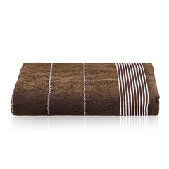 Kuber Industries Cotton Bath Towel 500 Gsm | Wrinkle Resistant Towels | Quick-Dry Travel Towel For Men & Woman Plain Lining Border -Brown (Pack Of 1)