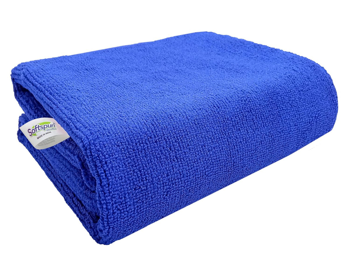 Softspun Microfiber Hair & Face Care Bath Towel 221 Gsm | Ultra Absorbent Super Soft & Comfortable Quick Drying For Men & Women Daily Use Large Size Towel (Blue)