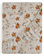 Double Bedsheets With 2 Pillow Covers Size-72x68+6 Inches, Off White & Brown | Wrinkle Free Super Soft Floral Pattern Breathable - Durable & Long-Lasting