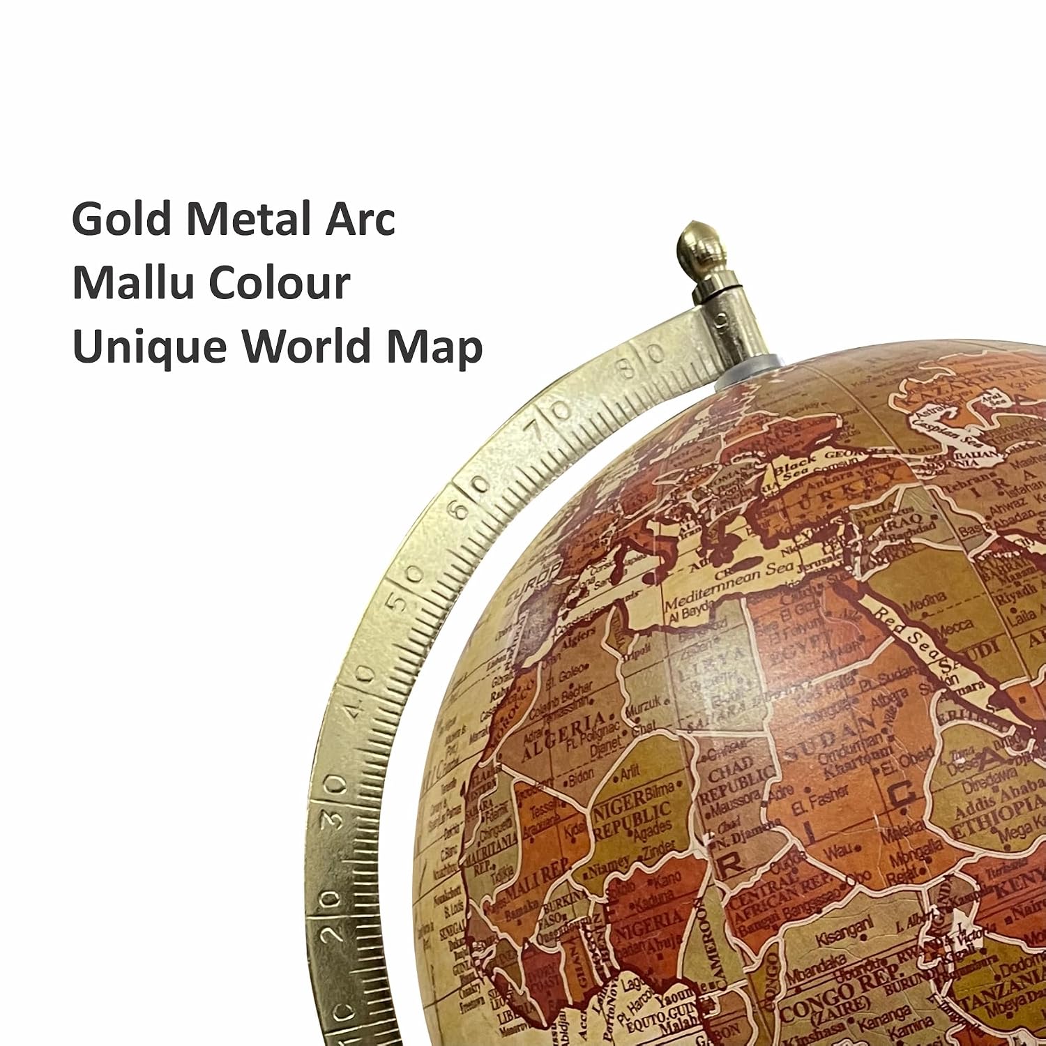 Rotating World Globe 8 Inch With Gold Metal Arc For Education & Learning For Kids & Students, Geography Lovers, Showpiece For Home Decor, Office Desk, Study Table, Gift, Pack Of 1