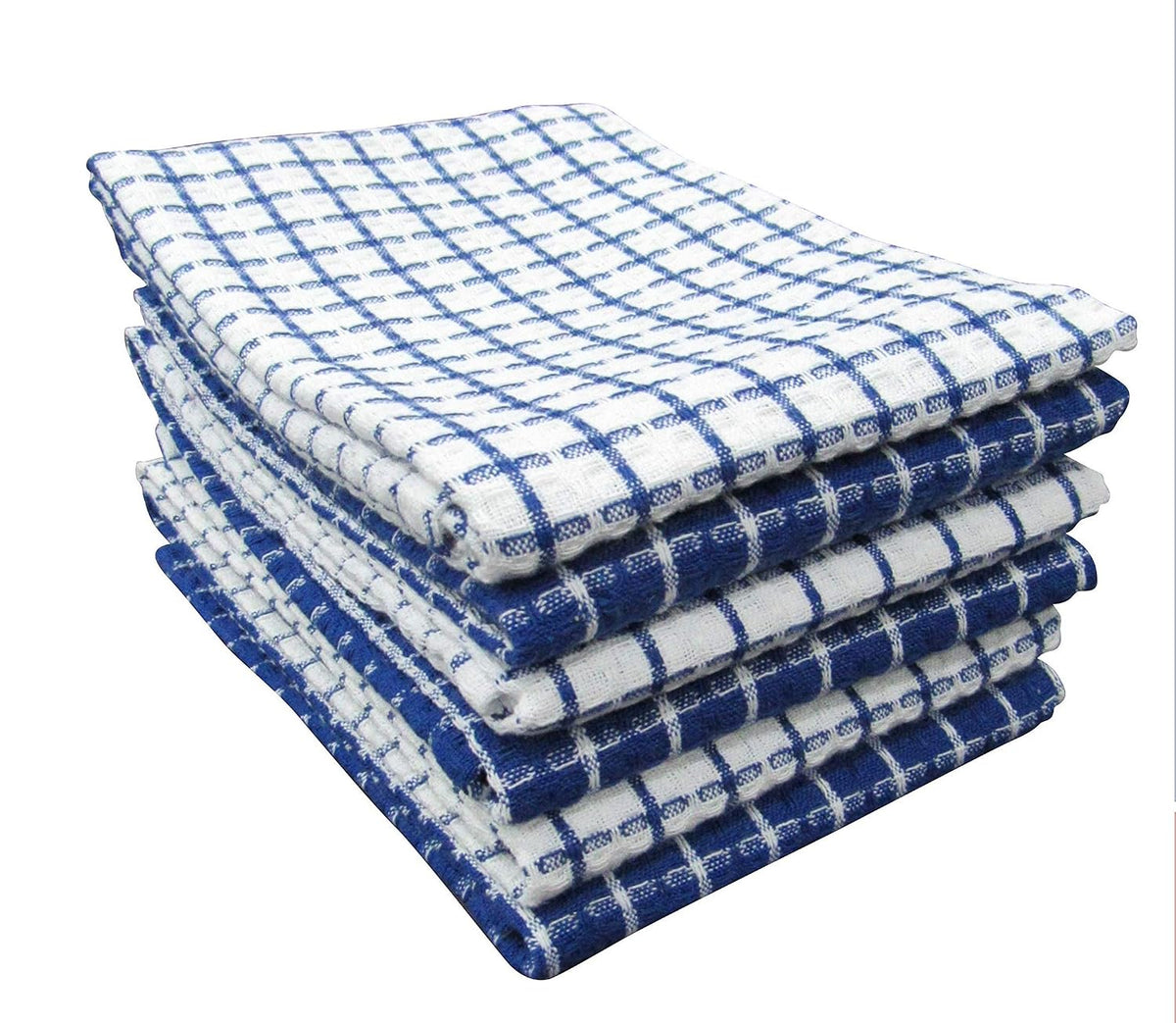 Pixel Home Kitchen Cleaning Towel 400 Gsm | Superior Cotton, Multi-Purpose, Waffle - Blue & White (Pack Of 6)