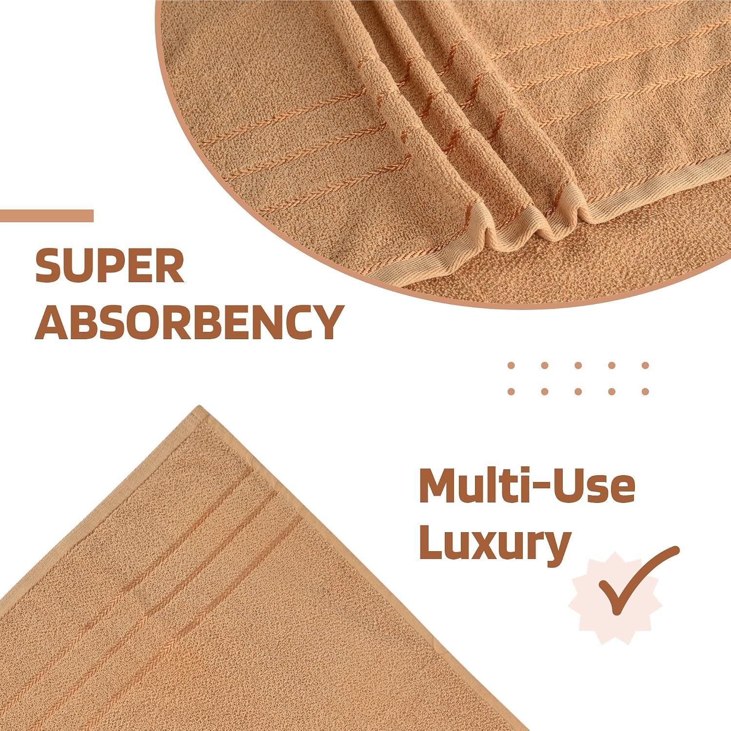Kuber Industries Bath Towel 1350 Gsm | Towel For Bath, Gym, Travel & Beach | Plain Lining (Light Brown)- Pack Of 3